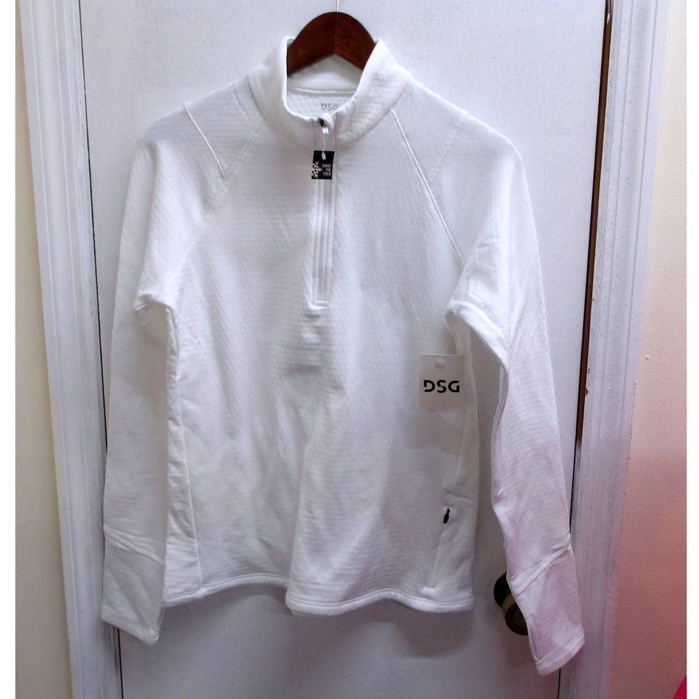 DSG Run Grid 1/4 Zip Womenโ Pure White Fleece Mesh Pullover GAW24202 Size M NEW